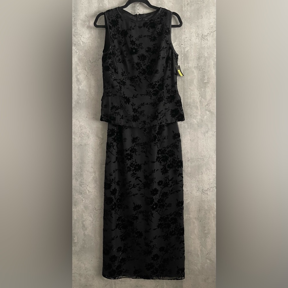NWT's Kasper & Company ASL Silk Burnout Floral  2 Pc Blouse Skirt Maxi Gown Sz 6